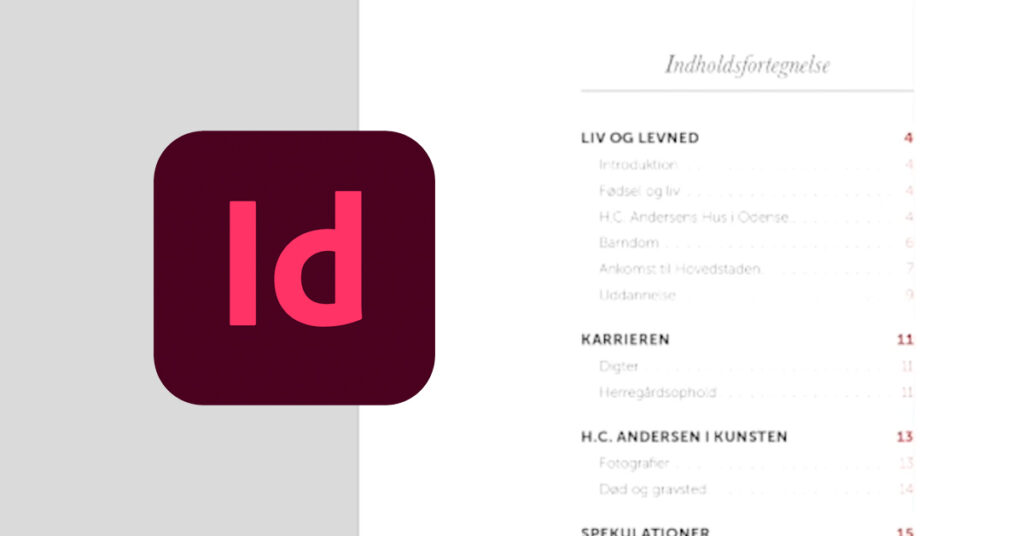 indholdsfortegnelse indesign